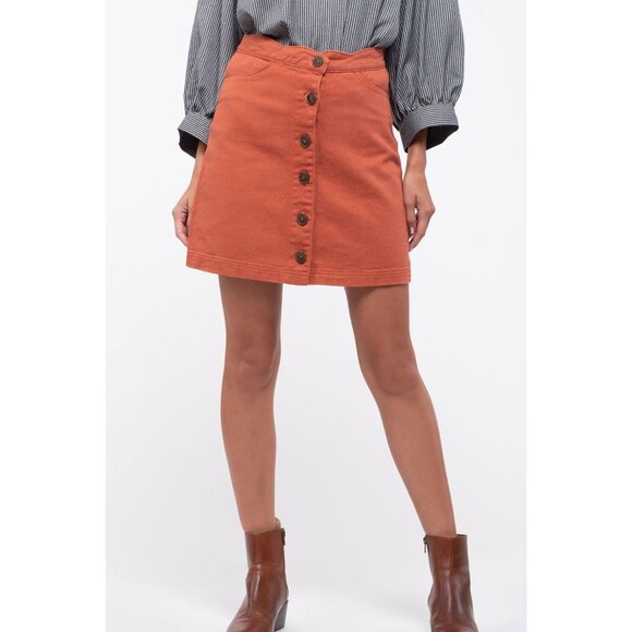 Coral Denim Button Up Mini Skirt - Picture 5 of 5